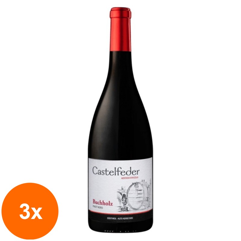 Set 3 x Vin Rosu Castelfeder Pinot Nero Buchholz DOC, Sec, 0.75 l