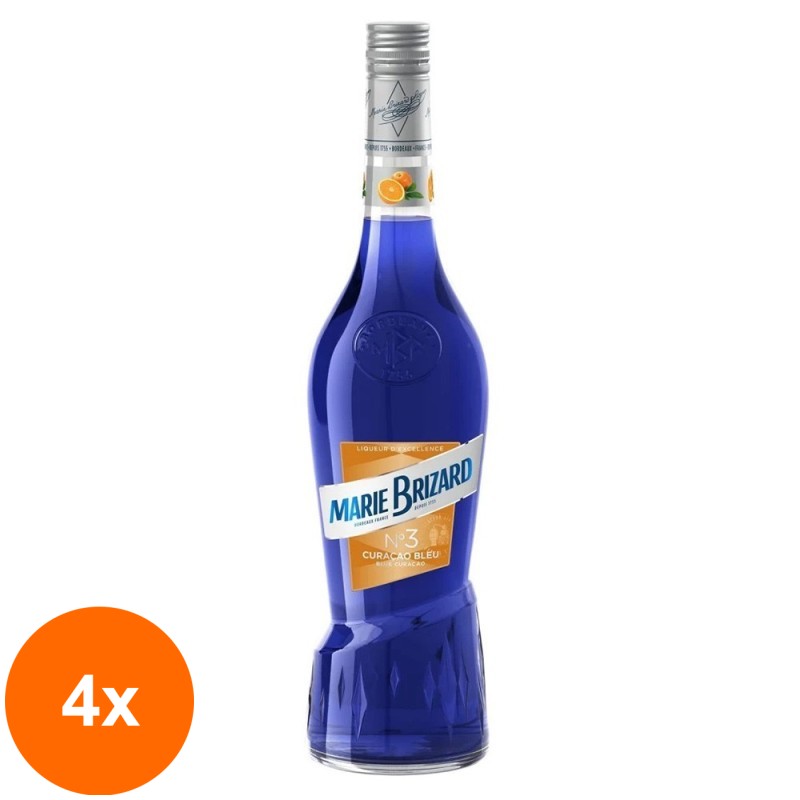 Set 4 x Lichior Blue Curacao Marie Brizard 23% Alcool, 0.7 l