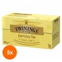 Set 5 x Ceai Twinings Negru Earl Grey, 25 x 2 g