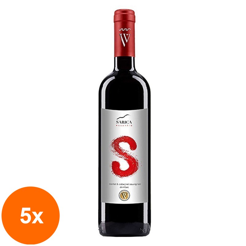 Set 5 x Vin Rosu Sarica Essentia Merlot & Cabernet Sauvignon, Demisec, 0.75 l