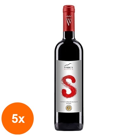 Set 5 x Vin Rosu Sarica Essentia Merlot & Cabernet Sauvignon, Demisec, 0.75 l...