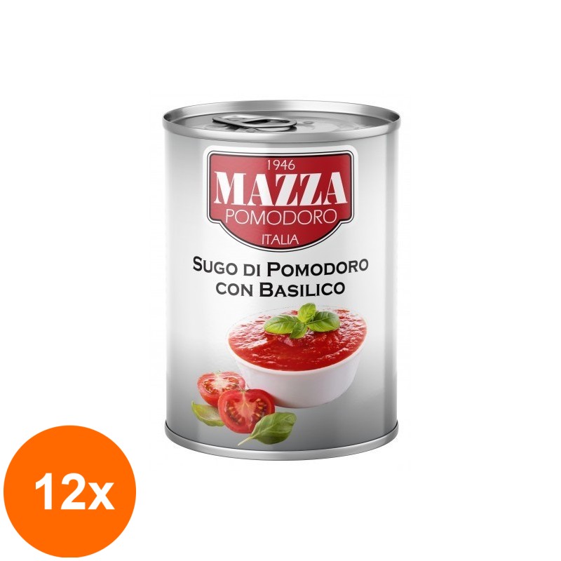 Set 12 x Sos de Rosii cu Busuioc, Mazza, 400 g