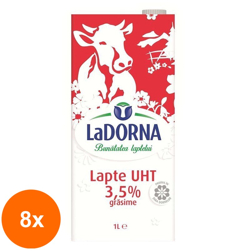 Set 8 x Lapte UHT La Dorna, 3.5% Grasime, 1 l