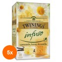 Set 5 x Ceai Twinings Infuzie cu Musetel, Miere si Vanilie, 20 Pliculete, 30 g