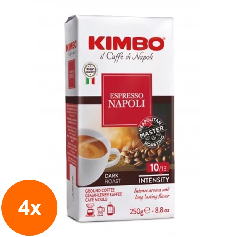 Set 4 x Cafea Macinata Espresso Napoli Kimbo, 250 g