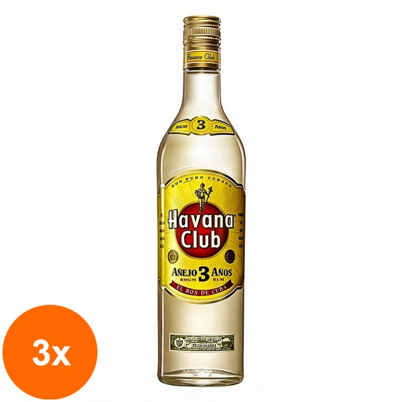 Set 3 x Rom Havana Club 3 Ani 40% Alcool 0.7 l