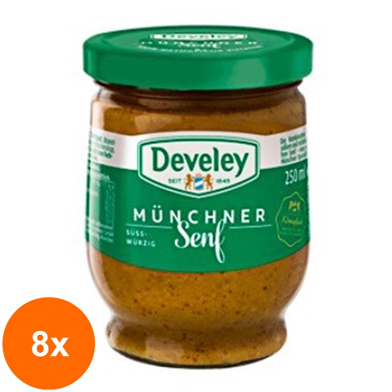 Set 8 x Mustar Dulce Picant Munchner, Develey 250 ml