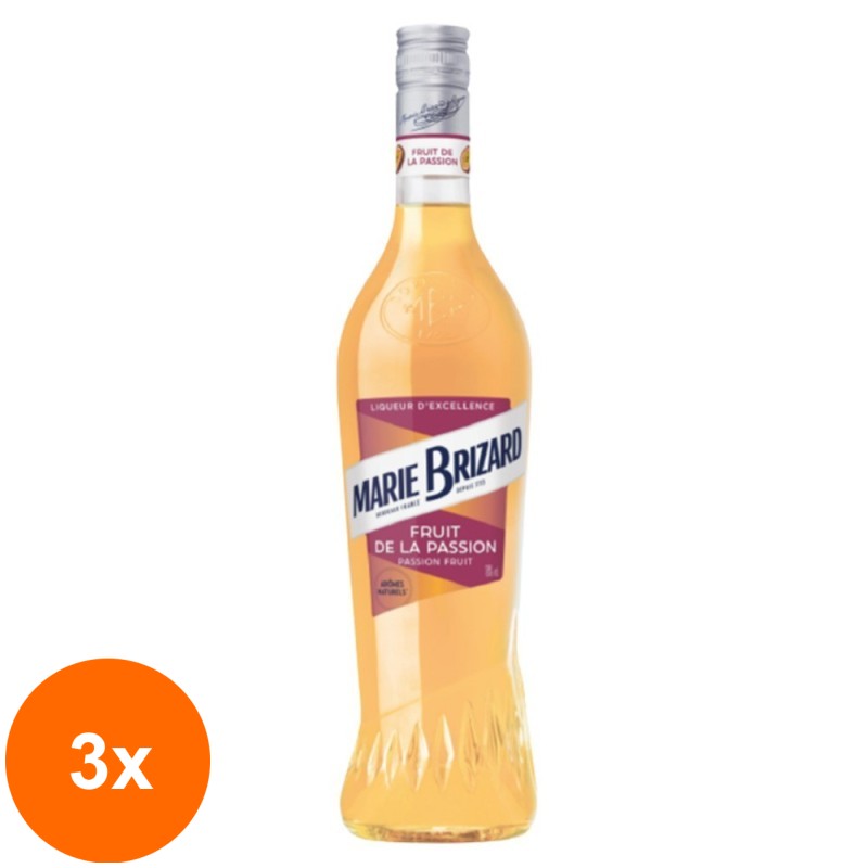 Set 3 x Lichior Fructul Pasiunii Marie Brizard 18% Alcool, 0.7 l