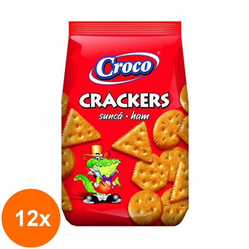 Set 12 x Biscuiti cu Sunca Croco Crackers, 100 g