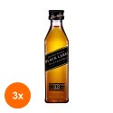 Set 3 x Whisky Johnnie Walker Black 12 Ani, 40% Alcool, 0.05 l