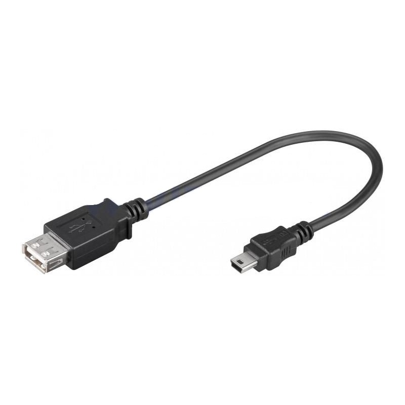 Cablu Adaptor USB 2.0 A Mama - Mini USB 5pini Tata, 0.2m, Goobay