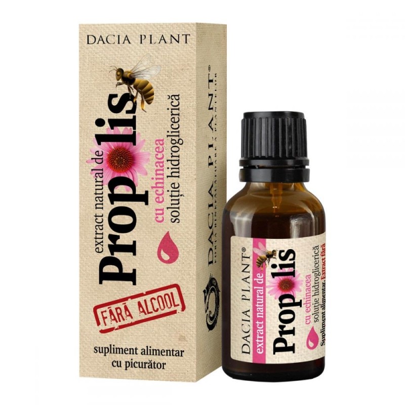 Extract Propolis cu Echinacea fara Alcool cu Picurator, 20 ml, Dacia Plant