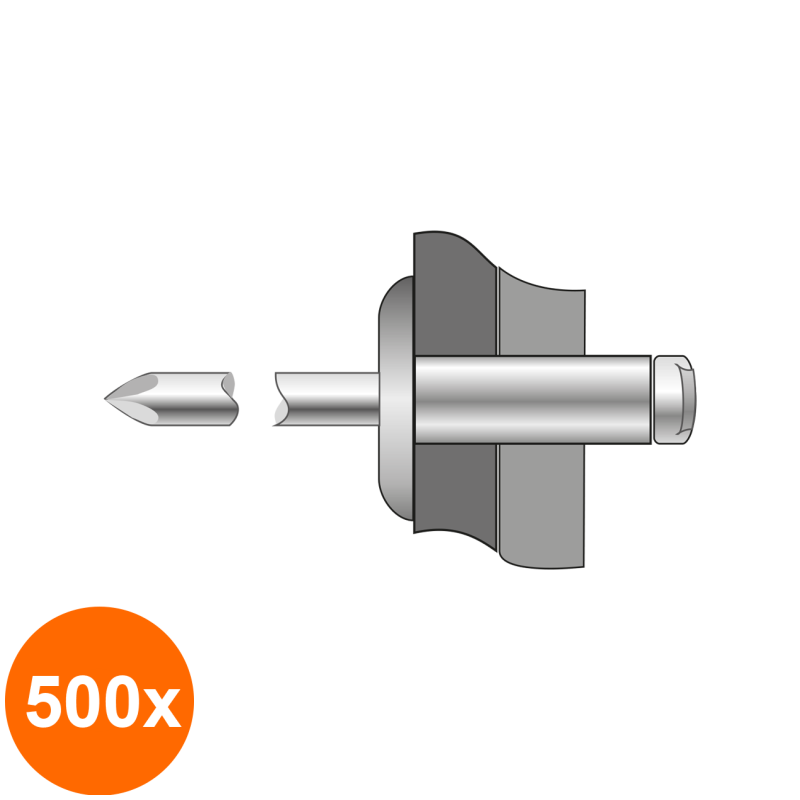 Set 500 x Pop-nituri Cap Lat Aluminiu - Inox-5 X 12