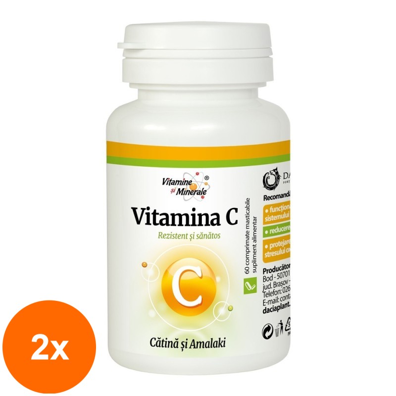 Set 2 x Vitamina C cu Catina si Amalaki, 60 Comprimate, Dacia Plant