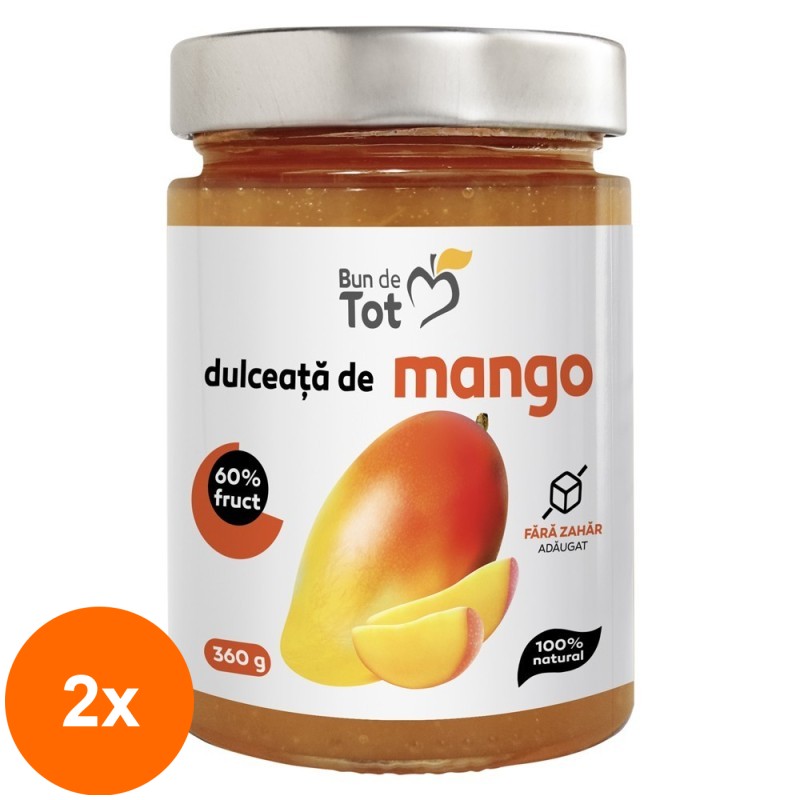 Set 2 x Dulceata de Mango fara Zahar, 360 g, Bun de Tot