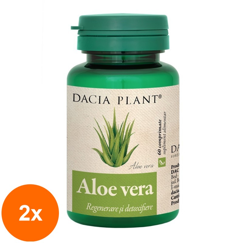 Set 2 x Aloe Vera pentru Detoxifierea si Regenerarea Organismului, 60 Comprimate, Dacia Plant