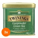 Set 3 x Ceai Twinings Verde Gunpowder in Cutie Metalica, 100 g