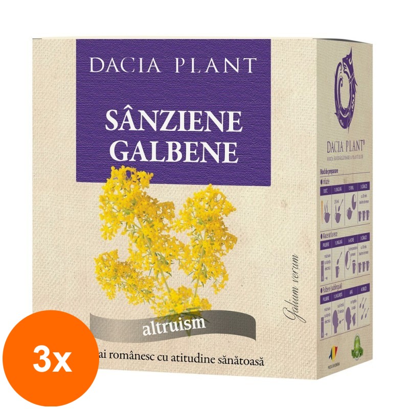 Set 3 x Ceai de Sanziene Galbene, 50 g, Dacia Plant
