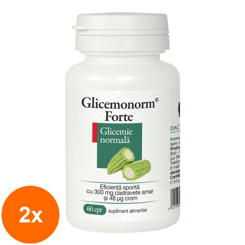 Set 2 x Glicemonorm Forte, 60 Comprimate, Dacia Plant