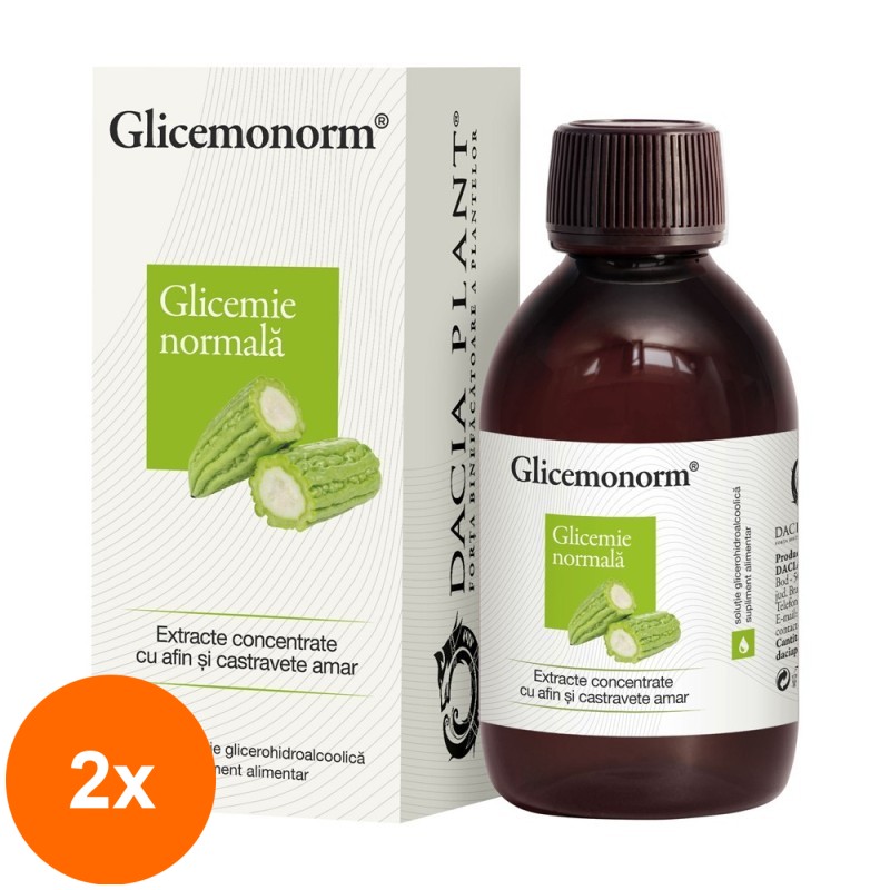Set 2 x Tinctura Glicemonorm, 200 ml, Dacia Plant