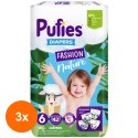 Set 3 x 42 Scutece Pufies Fashion and Nature , Maxi Pack, 6 Extra Large, 13+ kg