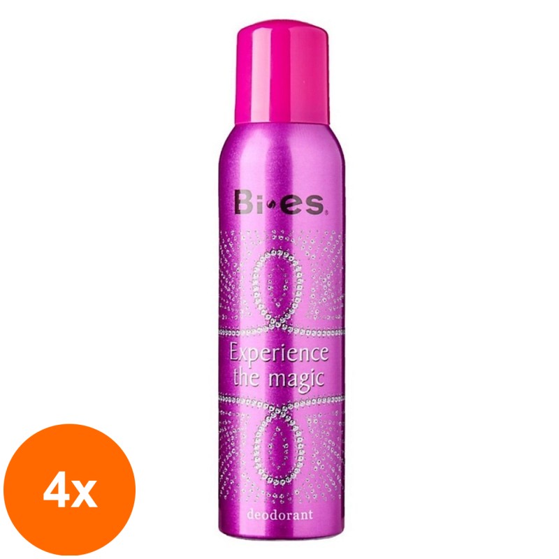 Set 4 x Deodorant Spray pentru Femei Bi-es Experience The Magic, 150 ml