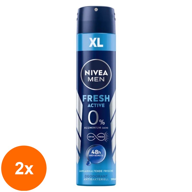 Set 2 x Deodorant Spray Nivea Men Fresh Active, 200 ml