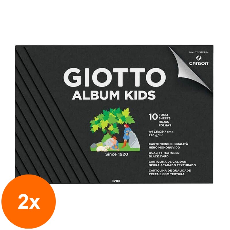 Set 2 x Bloc Hartie Neagra Album Kids Giotto - 21 x 29.7 cm