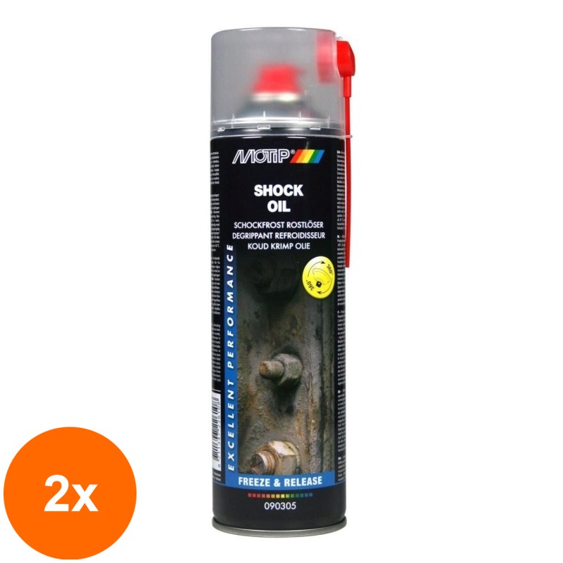 Set 2 x Spray pentru Deblocare prin Inghetare Locala, 500 ml, Motip Shock Oil