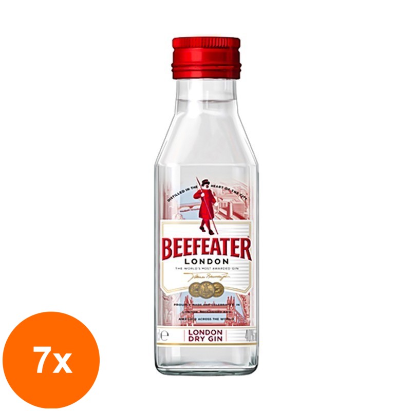 Set 7 x Gin Beefeater London Dry Gin 40%, 50 ml