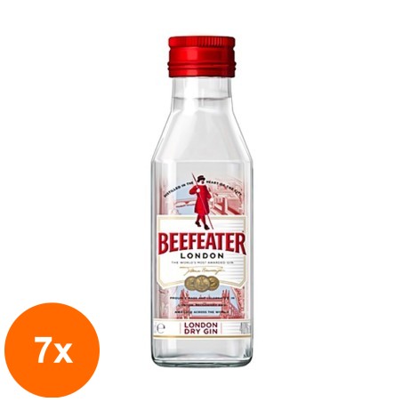 Set 7 x Gin Beefeater London Dry Gin 40%, 50 ml...