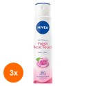 Set 3 x Deodorant Spray Nivea Fresh Rose Touch, 150 ml