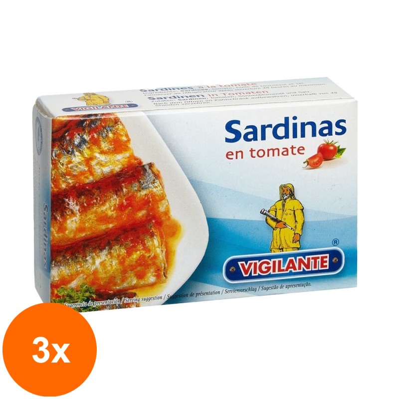 Set 3 x Sardine in Sos Tomat, Vigilante, 120 g