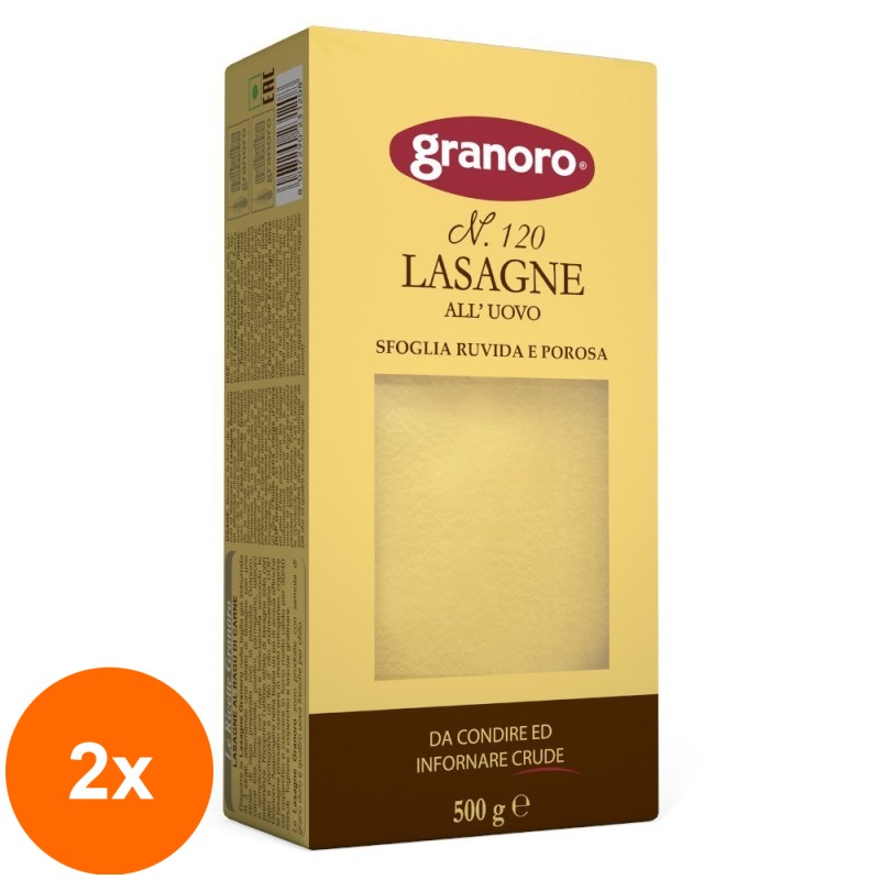 Set 2 x Foi pentru Lasagna cu Ou, Granoro, 500 g
