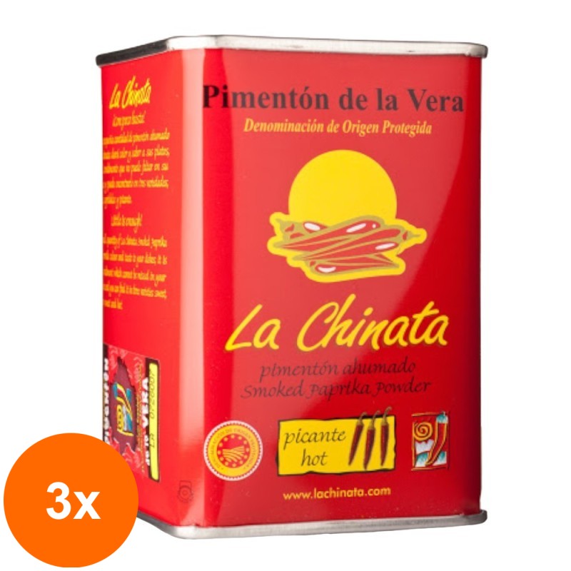Set 3 x Paprika Afumata Picanta in Cutie Metalica, la Chinata, 70 g