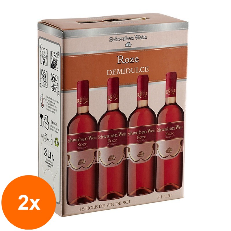 Set 2 x Vin Schwaben Wein Cramele Recas, Roze Demidulce 3 l