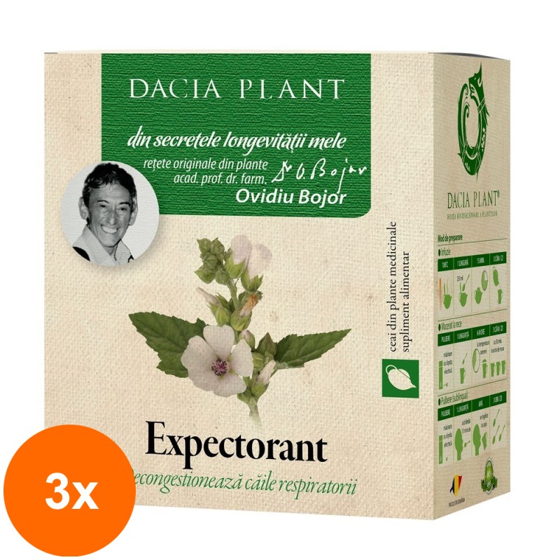 Set 3 x Ceai Expectorant, 50 g, Dacia Plant