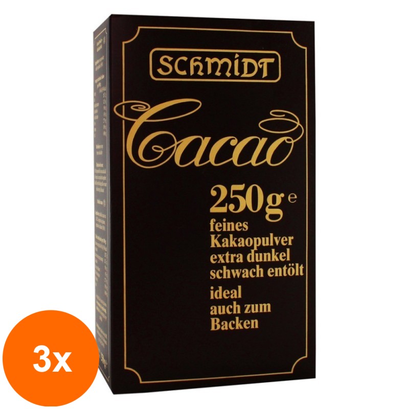Set 3 x Cacao Schmidt 20 - 22 % Grasime, Wilhelm Reuss, 250 g