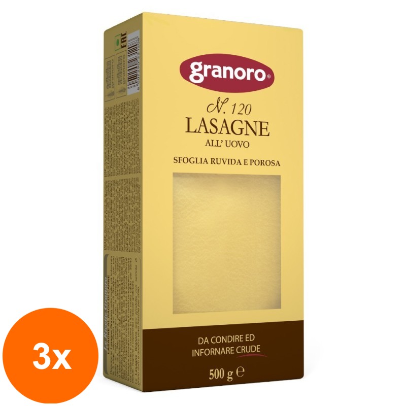 Set 3 x Foi pentru Lasagna cu Ou, Granoro, 500 g