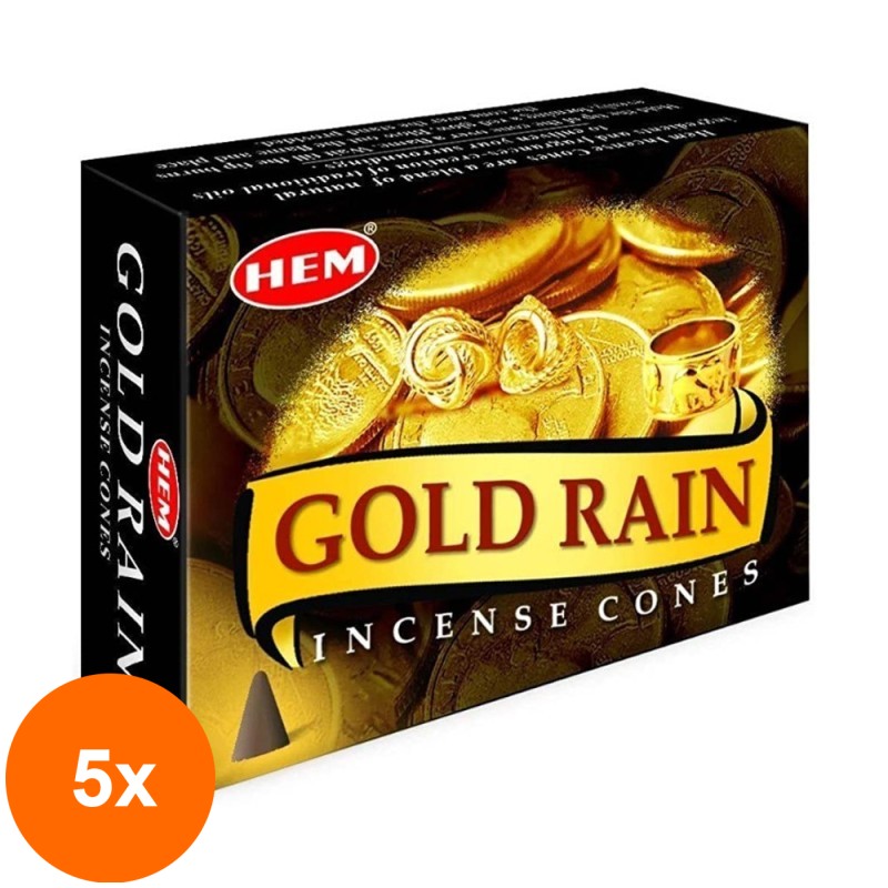 Set 5 x Conuri Parfumate, Gold Rain