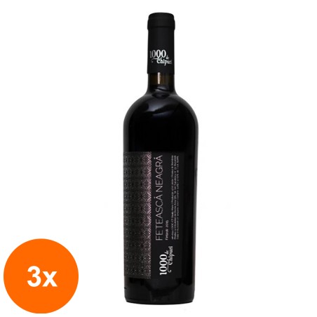 Set 3 x Vin IE de Fintesti 1000 de Chipuri, Feteasca Neagra, Rosu Sec, 0.75 l...