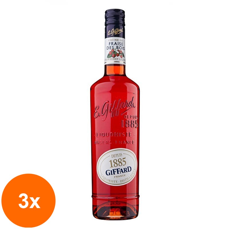 Set 3 x Lichior Giffard  Wild Strawberry, Capsuni Salbatice 16% Alcool 0.7 l