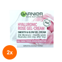 Set 2 x Gel-Crema Garnier Skin Naturals Hyaluronic Rose pentru Netezire si Iluminare, 50 ml