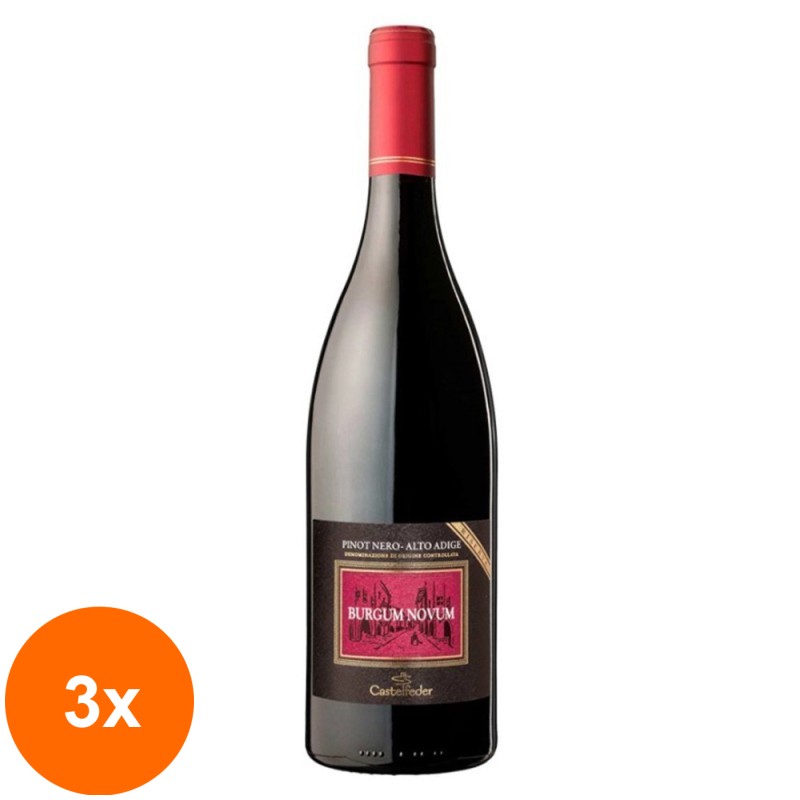 Set 3 x Vin Rosu Castelfeder Pinot Nero Riserva Burgum Novum 2018 DOC, Sec, 0.75 l