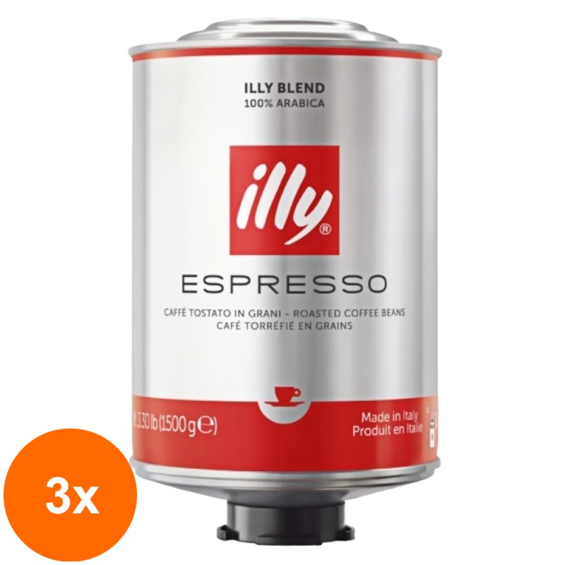 Set 3 x Cafea Boabe, Illy Espresso, Butoi, 1.5 Kg