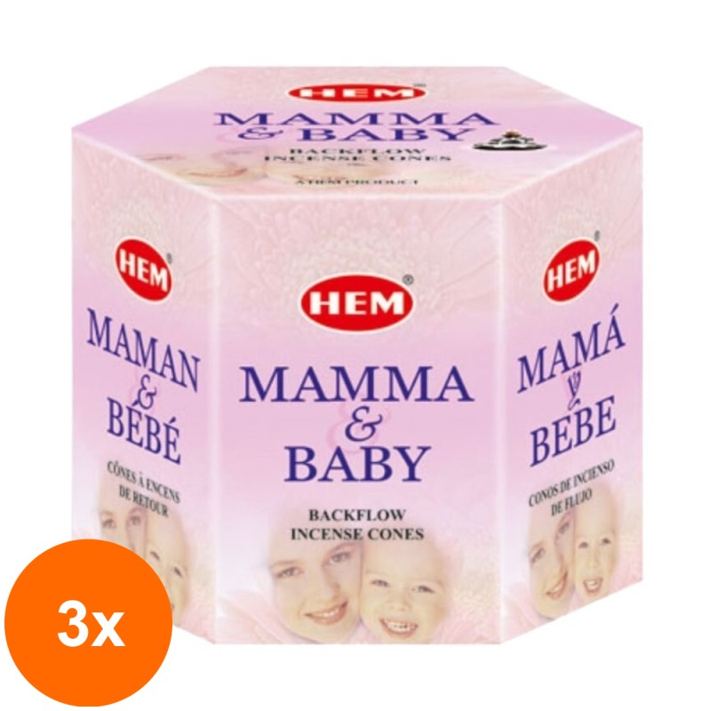 Set 3 x Conuri Parfumate Backflow, Mamma Baby
