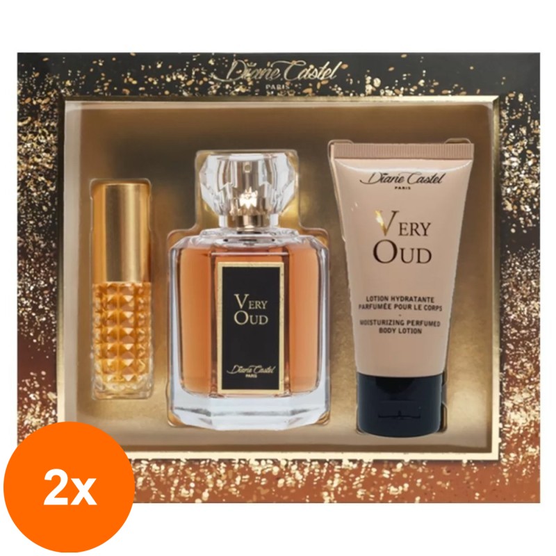 Set 2 x Apa de Parfum Diane Castel Very Oud, pentru Femei, 100 ml si Lotiune de Corp 10 ml