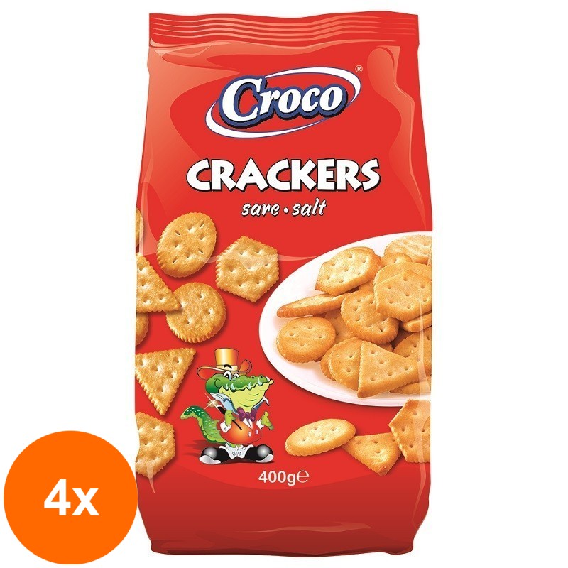 Set 4 x Biscuiti Sarati Croco Crackers Sare 400 g
