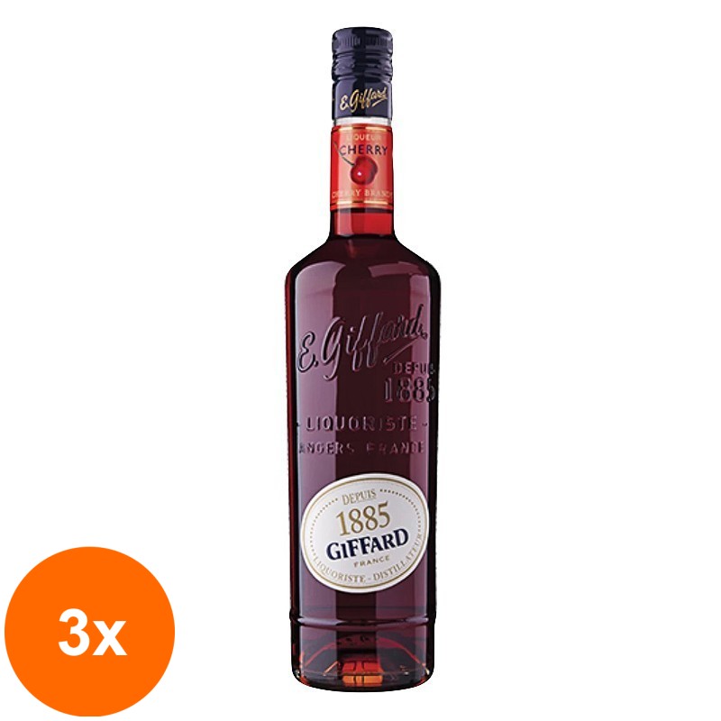 Set 3 x Lichior Giffard Cherry, Cirese 25% Alcool 0.7 l