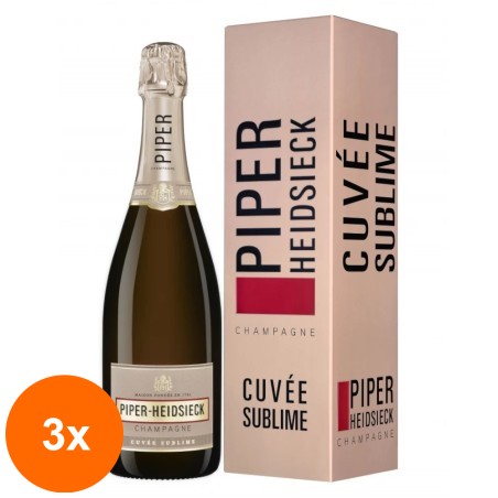 Set 3 x Sampanie Piper Heidsieck Cuvee Sublime Caviste 12% Alcool Demisec, Cutie Carton, 0.75 l...